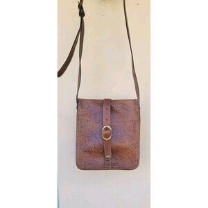 Patricia Nash Venezia Pouch Tan Leather Crossbody Signature Map Small Bag